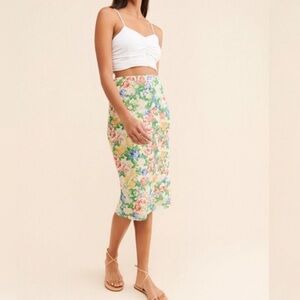 NWOT AFRM Floral Slip Midi Skirt Small